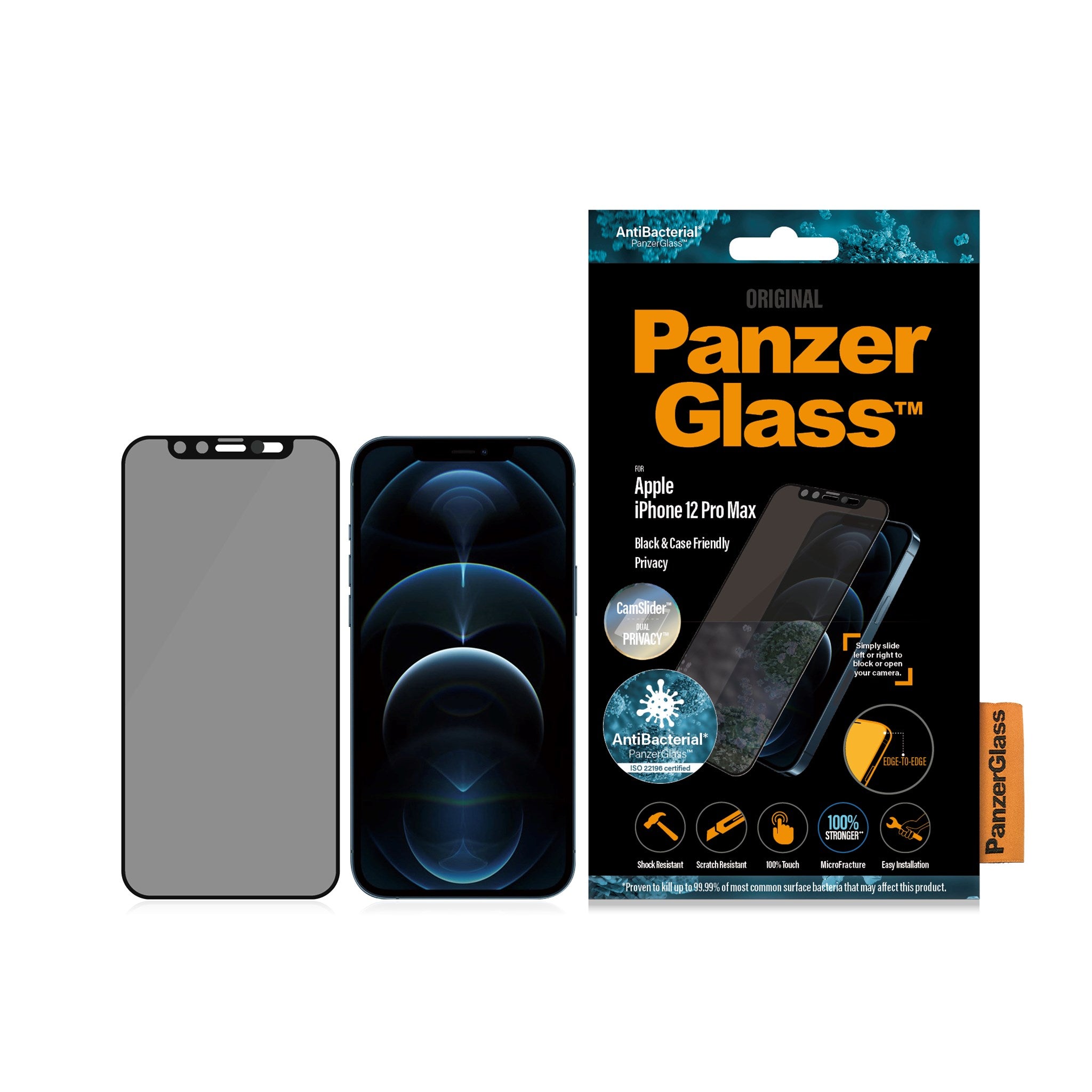 PanzerGlass® CamSlider® Privacy Screen Protector iPhone 12 Pro Max | Edge-to-Edge